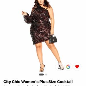 City Chic Black Off-Shoulder Top with Ruby Red Sequin Stripes New w/Tags Sz 24W